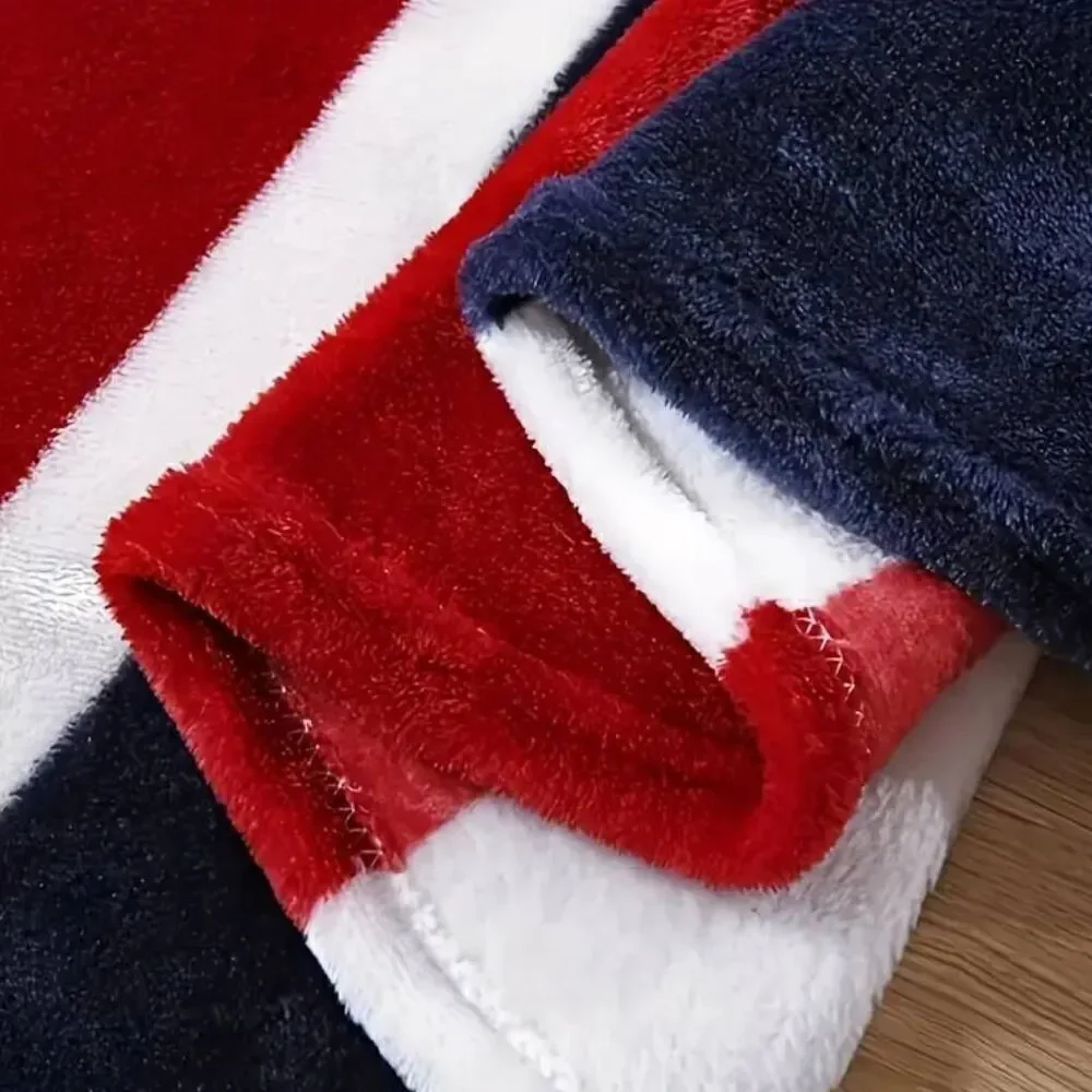 American Flag Print Fleece Throw Blanket -S
